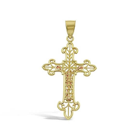 Jesus Crucifix Cross Pendant Charm 10k Yellow Rose Gold 1.3 inch3 - Picture 3 of 3